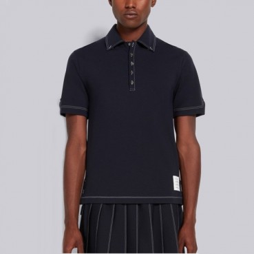 톰브라운 남성 네이비 폴로 반팔티 - Thom Browne Mens Navy Tshirts 