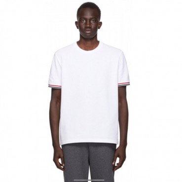 톰브라운 남성 크루넥 화이트 반팔티 - Thom Browne Mens White Tshirts 