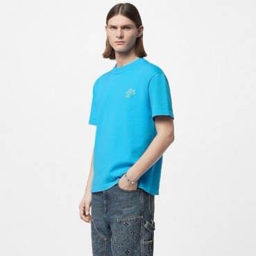 루이비통 남성 블루 티셔츠 - Louis vuitton Mens Blue Tshirts 