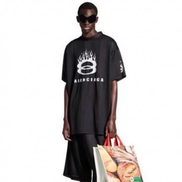 발렌시아가 남성 블랙 반팔티 - Balenciaga Mens Black Tshirts 