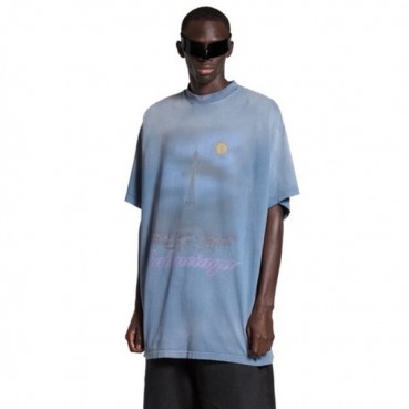 발렌시아가 남성 블루 반팔티 - Balenciaga Mens Blue Tshirts 