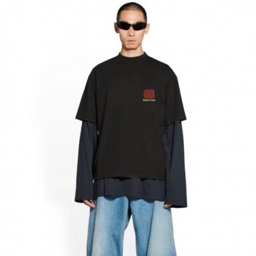 발렌시아가 남성 블랙 반팔티 - Balenciaga Mens Black Tshirts 