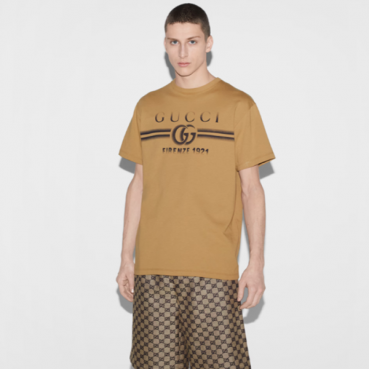 구찌 남성 카멜 티셔츠 - Gucci Mens Camel Tshirts 