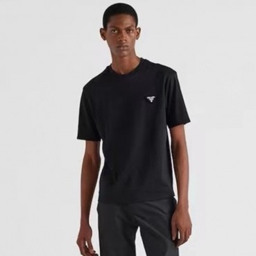 프라다 남성 블랙 반팔티 - Prada Mens Black Tshirts 