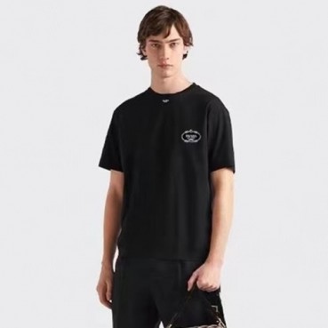 프라다 남성 블랙 반팔티 - Prada Mens Black Tshirts 