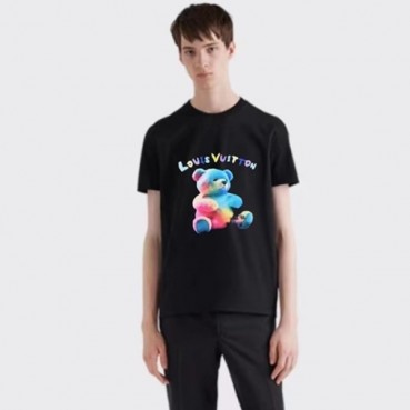 루이비통 남/녀 블랙 티셔츠 - Louis vuitton Unisex Black Tshirts 