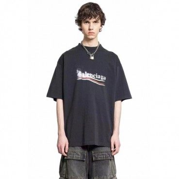 발렌시아가 남성 블랙 반팔티 - Balenciaga Mens Black Tshirts 