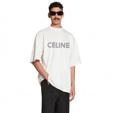 셀린느 남성 화이트 반팔 티셔츠 - Celine Mens White Tshirts 