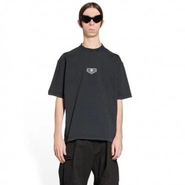 발렌시아가 남성 블랙 반팔티 - Balenciaga Mens Black Tshirts 