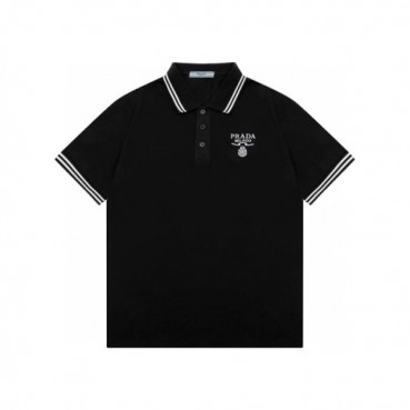 프라다 남성 화이트 블랙 반팔티 - Prada Mens Black Polo Tshirts 