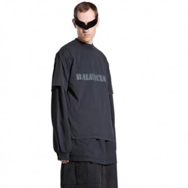 발렌시아가 남성 블랙 반팔티 - Balenciaga Mens Black Tshirts 