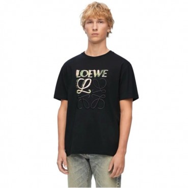 로에베 남성 블랙 반팔티 - Loewe Mens Black Tshirts 