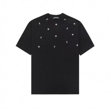 크롬하츠 남성 블랙 티셔츠- Chrom Hearts Mens Black Tshirts 