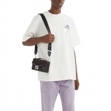 펜디 남성 화이트 반팔 티셔츠 - Fendi Mens White Tshirts 