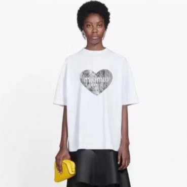 미우미우 여성 화이트 티셔츠 - Miumiu Ladys White Tshirts 