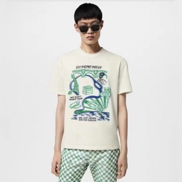 루이비통 남성 크루넥 티셔츠 - Louis vuitton Mens Ivory Tshirts 