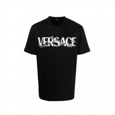 베르사체 남성 이니셜 블랙 티셔츠 - Versace Mens Initial Black Tshirts 