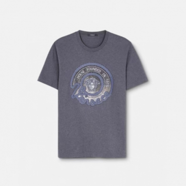 베르사체 남성 이니셜 그레이 티셔츠 - Versace Mens Initial Gray Tshirts 