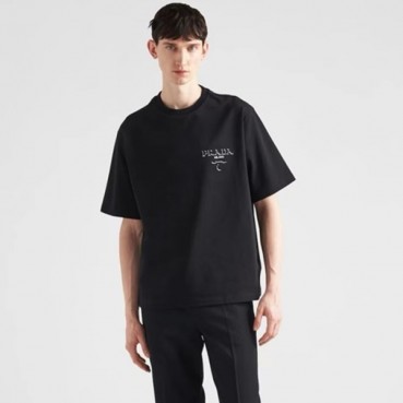 프라다 남성 크루넥 블랙 반팔티 - Prada Mens Black Tshirts 