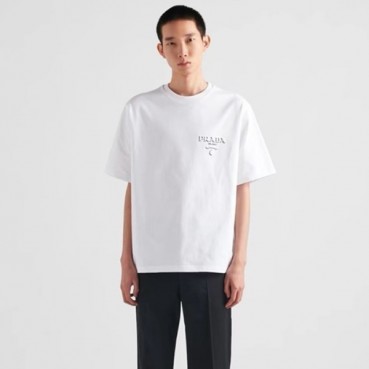 프라다 남성 크루넥 화이트 반팔티 - Prada Mens White Tshirts 