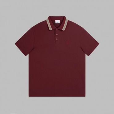 버버리 남성 버건디 폴로 반팔티 - Burberry Mens Burgundy Tshirts 