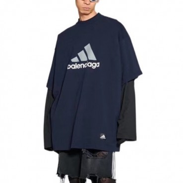 발렌시아가 남성 네이비 반팔티 - Balenciaga Mens Navy Tshirts 