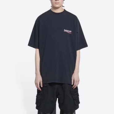 발렌시아가 남성 블랙 반팔티 - Balenciaga Mens Black Tshirts 