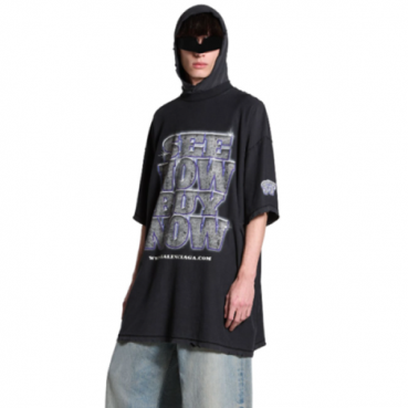 발렌시아가 남성 블랙 반팔티 - Balenciaga Mens Black Tshirts 
