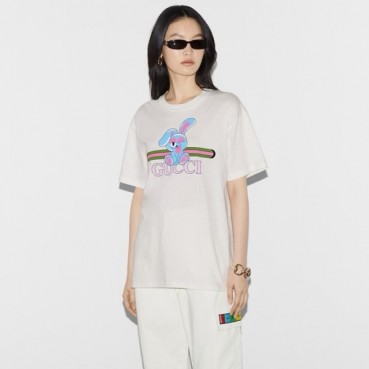 구찌 여성 화이트 티셔츠 - Gucci Unisex White Tshirts 