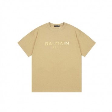 발망 남성 크루넥 카멜 반팔티 - Balmain Mens Camel Tshirts 