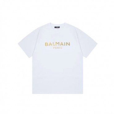 발망 남성 크루넥 화이트 반팔티 - Balmain Mens White Tshirts 