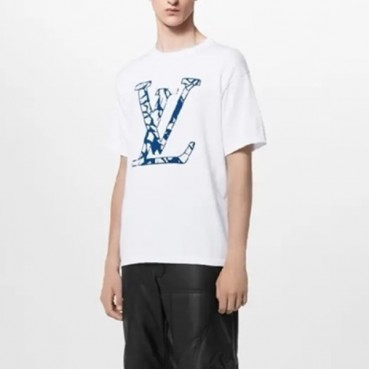 루이비통 남성 화이트 반팔 티셔츠 - Louis vuitton Mens White Tshirts 