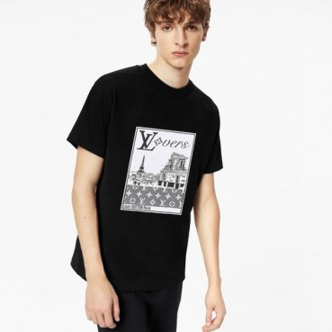 루이비통 남성 블랙 반팔티 - Louis vuitton Mens Black Tshirts 