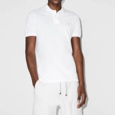 브루넬로쿠치넬리 남성 화이트 폴로 반팔티 - Brunello Cucinelli Mens White Tshirts