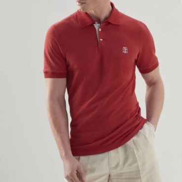 브루넬로쿠치넬리 남성 레드 폴로 반팔티 - Brunello Cucinelli Mens Red Tshirts