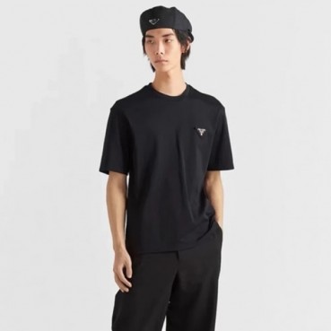 프라다 남성 크루넥 블랙 반팔티 - Prada Mens Black Tshirts 