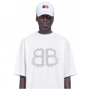 발렌시아가 남성 화이트 크루넥 반팔티 - Balenciaga Mens WhiteTshirts 