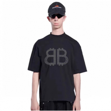 발렌시아가 남성 블랙 크루넥 반팔티 - Balenciaga Mens Black Tshirts 