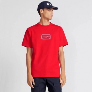 디올 남성 레드 반팔 티셔츠 - Dior Mens Red Tshirts 