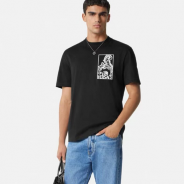베르사체 남성 이니셜 블랙 반팔티 - Versace Mens Initial Black Tshirts 