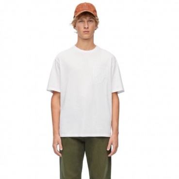 로에베 남/녀 이니셜 화이트 반팔티 - Loewe Unisex White Tshirts 