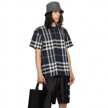 버버리 남성 네이비 반팔티 - Burberry Mens Navy Tshirts 