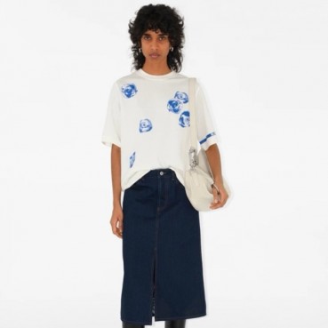 버버리 남/녀 아이보리 크루넥 반팔티 - Burberry Unisex Ivory Tshirts 