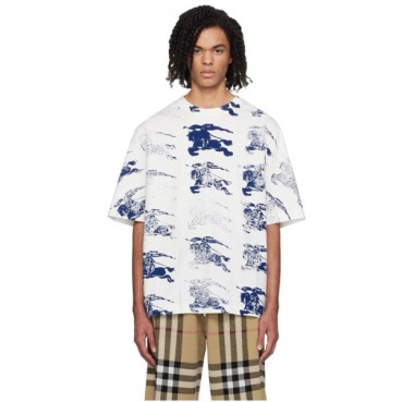버버리 남성 화이트 크루넥 반팔티 - Burberry Mens White Tshirts 