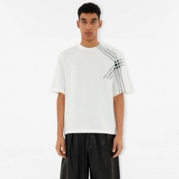 버버리 남성 화이트 크루넥 반팔티 - Burberry Mens White Tshirts 