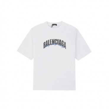 발렌시아가 남성 화이트 크루넥 반팔티 - Balenciaga Mens White Tshirts 