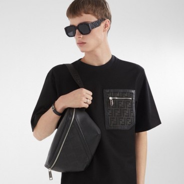 펜디 남성 블랙 반팔티 - Fendi Mens Black Short sleeved Tshirts 