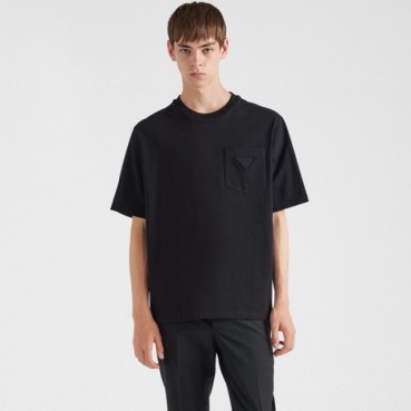 프라다 남성 크루넥 블랙 반팔티 - Prada Mens Black Short sleeved Tshirts 
