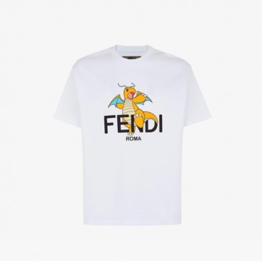 펜디 남성 화이트 크루넥 반팔티 - Fendi Mens White Short sleeved Tshirts 