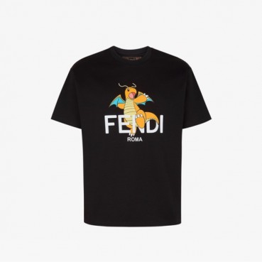 펜디 남성 블랙 크루넥 반팔티 - Fendi Mens Black Short sleeved Tshirts 